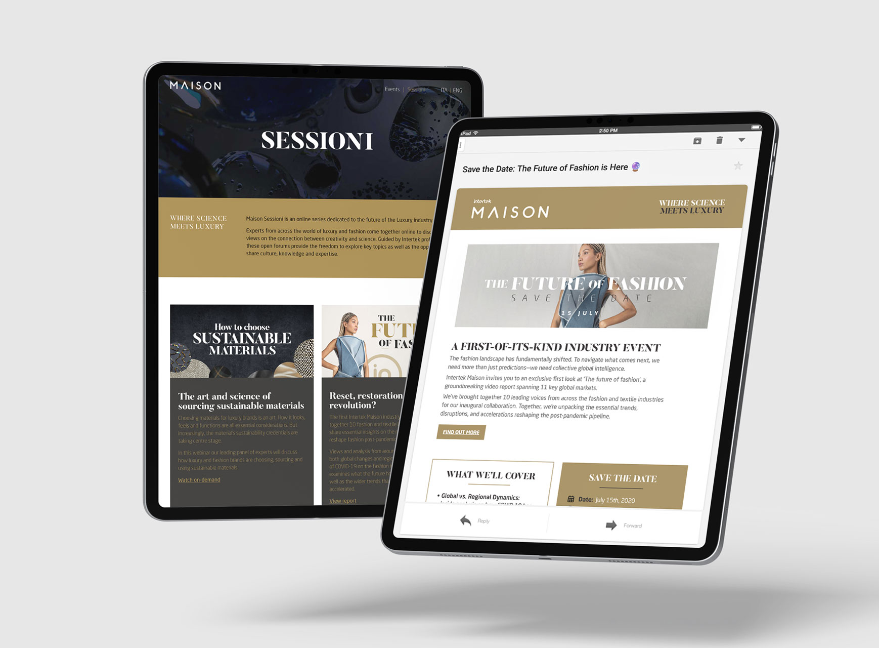 Promotional event landing page and email designs